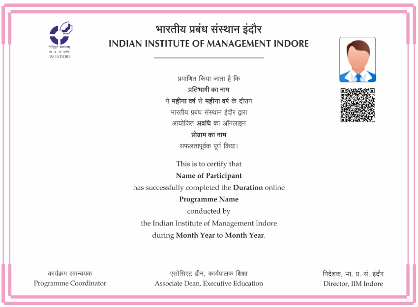 IIM Indore Sample Certificate